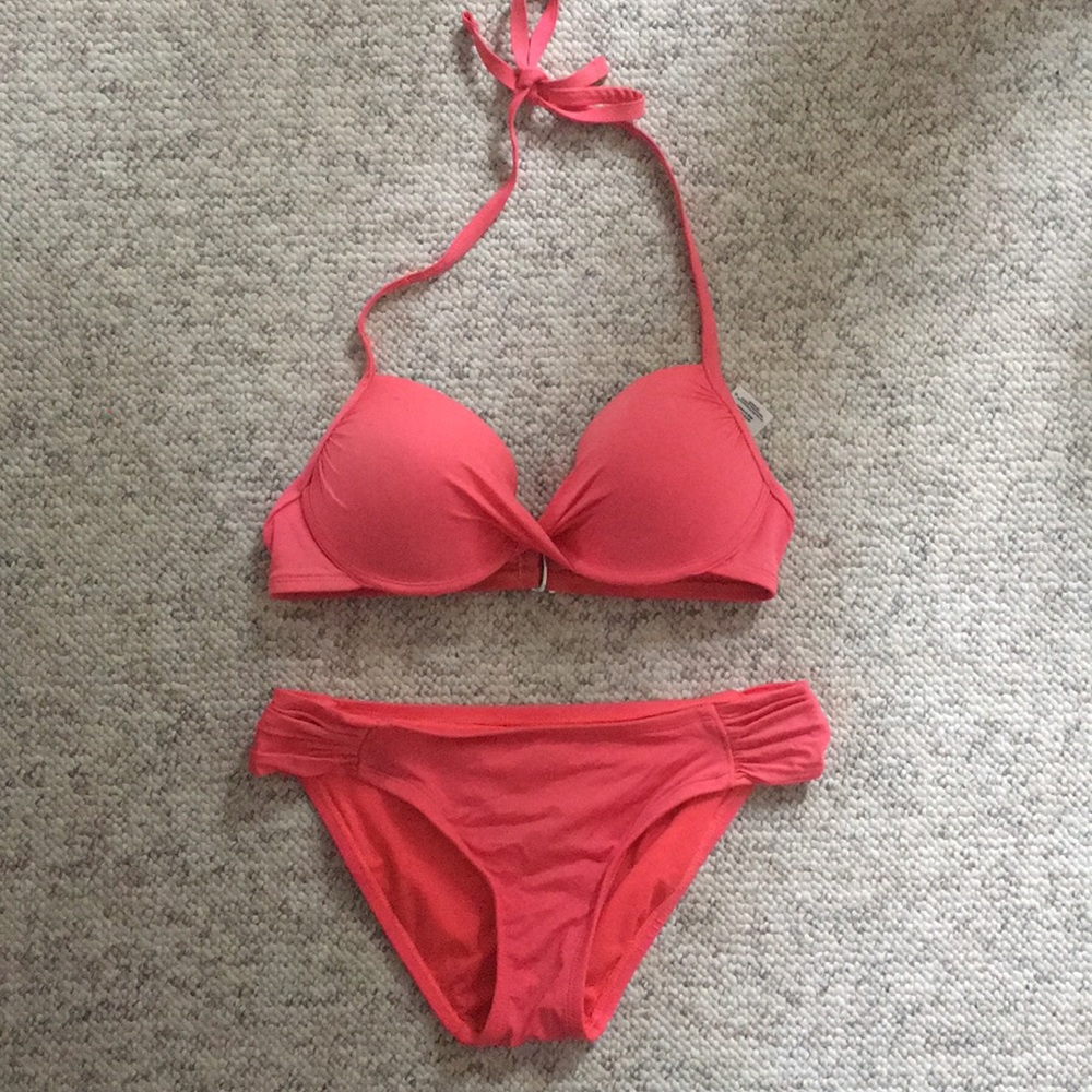 Mossimo Coral Pink Bikini Set Top: S (BOTTOM SOLD)